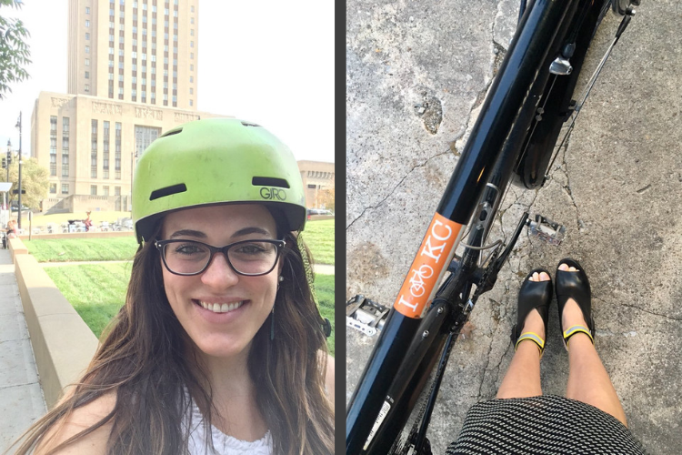 Photos of Maggie biking around KC.